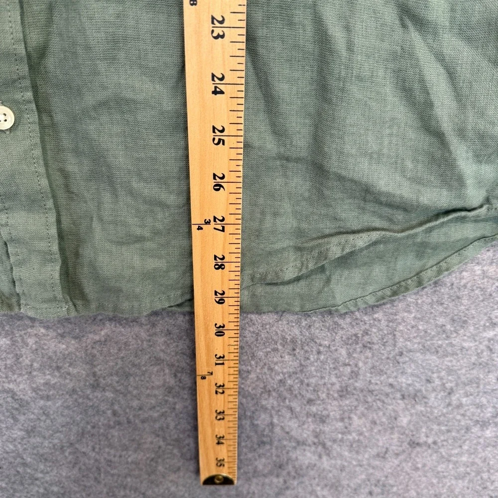 Banana Republic Linen‎ Button Down Shirt Mens 2XL Slim Fit Pocket Dark Green